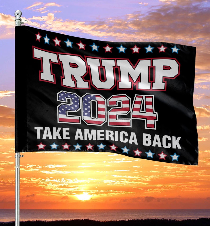 Trump 2024 Take America Back House Flag, Patriotic Outdoor Indoor Decoration Banner Election Day Campaign Double Sided Flag